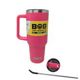 BOB THE COOLER CO - 40oz "Roadie" Heavy Duty Double Wall Vacuum Insulated Tumbler with Straw and Handle, Made of Stainless Steel, Great for Travel, Beach, & More